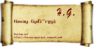 Havay Györgyi névjegykártya